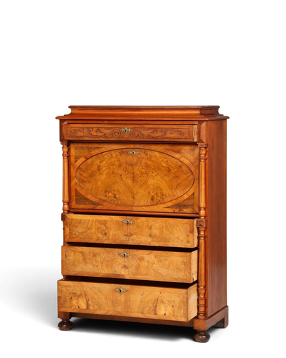 Stilvoller Gründerzeit Sekretär Vertiko Nussbaum Highboard Louis Philippe Kommode Sekretär Schrank um 1880