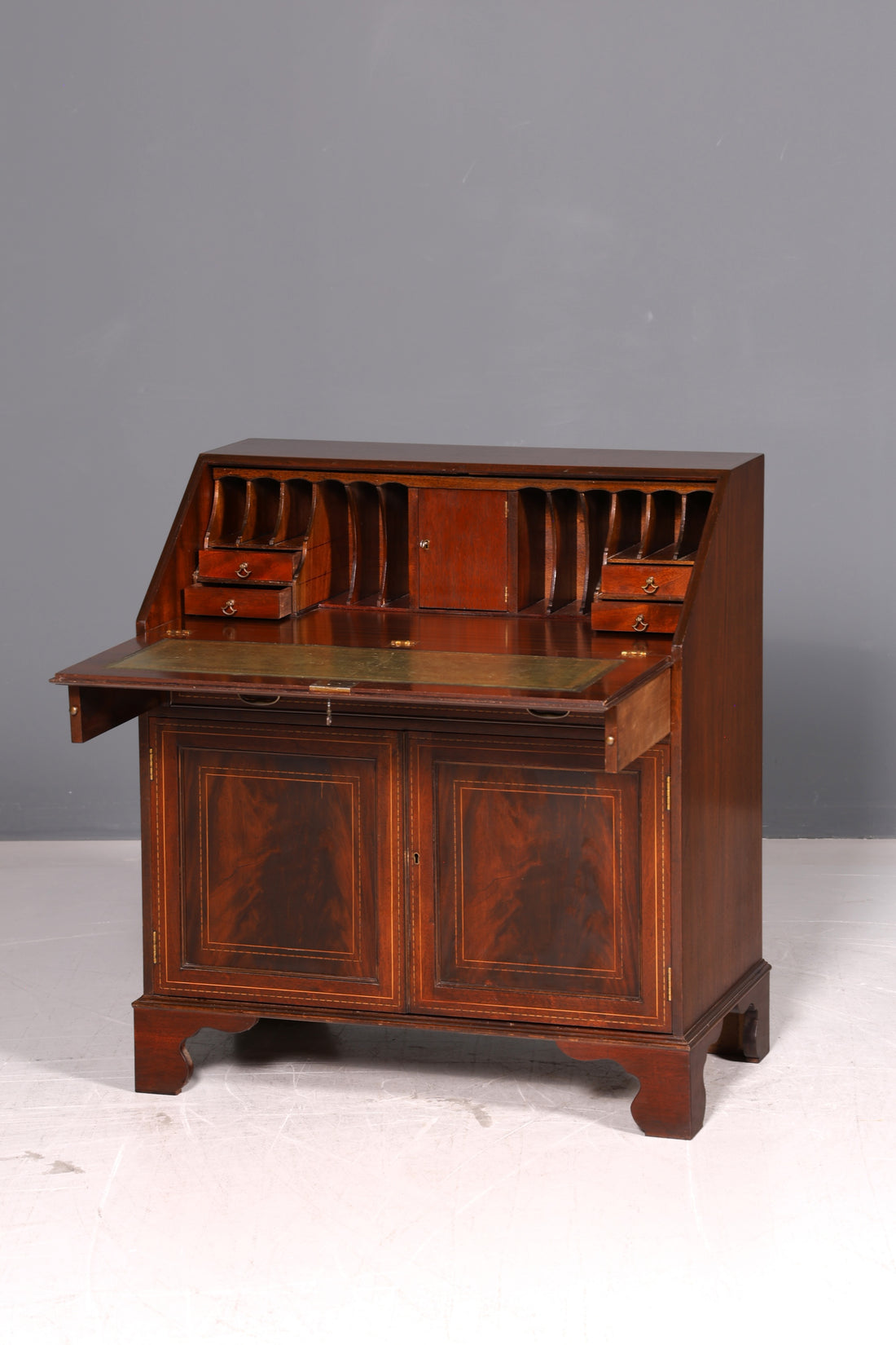 Prachtige Engelse Secretaire Schrijfkast Echt Hout Bureau Ladekast 60s Vintage