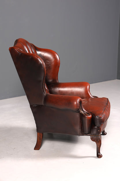 Original Chesterfield Ohrenbacken Sessel Englisch Leder Herrensessel UK Armlehnsessel