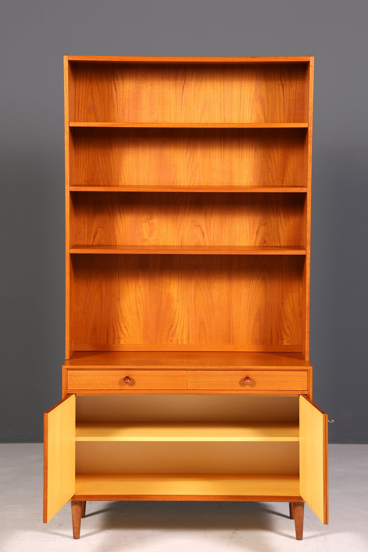 Traumhaftes Mid Century Regal Teak Holz Schrank Danish Design Retro Kommode Vintage Bücherregal 60er Jahre 2 von 2
