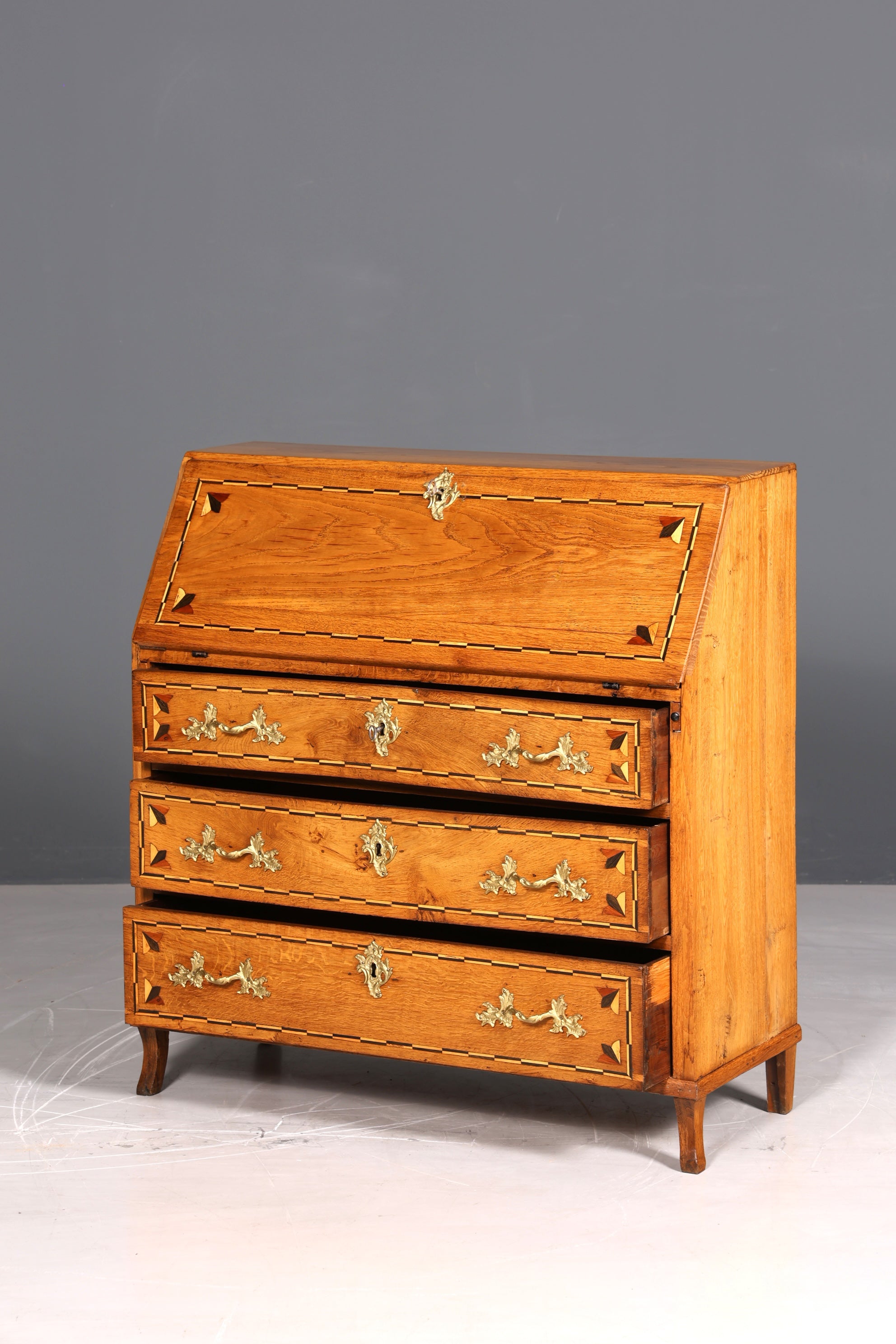 Original Barock Sekretär um 1800 Kommode Antik massiv Holz Schreibtisch Schreibkommode