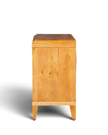 Hauptstadt Möblerei Biedermeier Kommode aus massivem Birkenholz mit drei Schubladen, Seitenansicht, antik um 1880