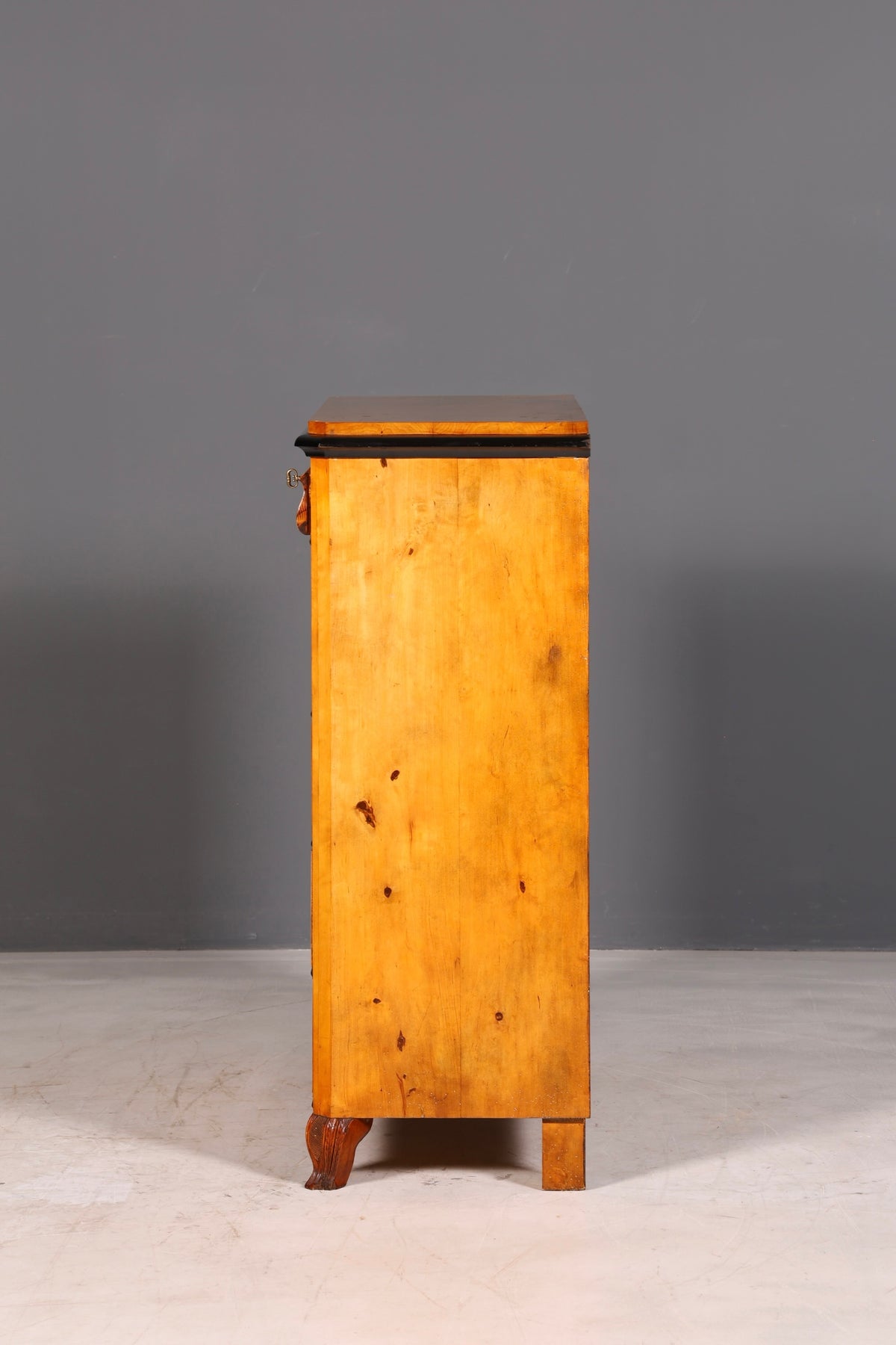 Beautiful antique Biedermeier chest of drawers, vertiko, birch, circa 1850, solid wood