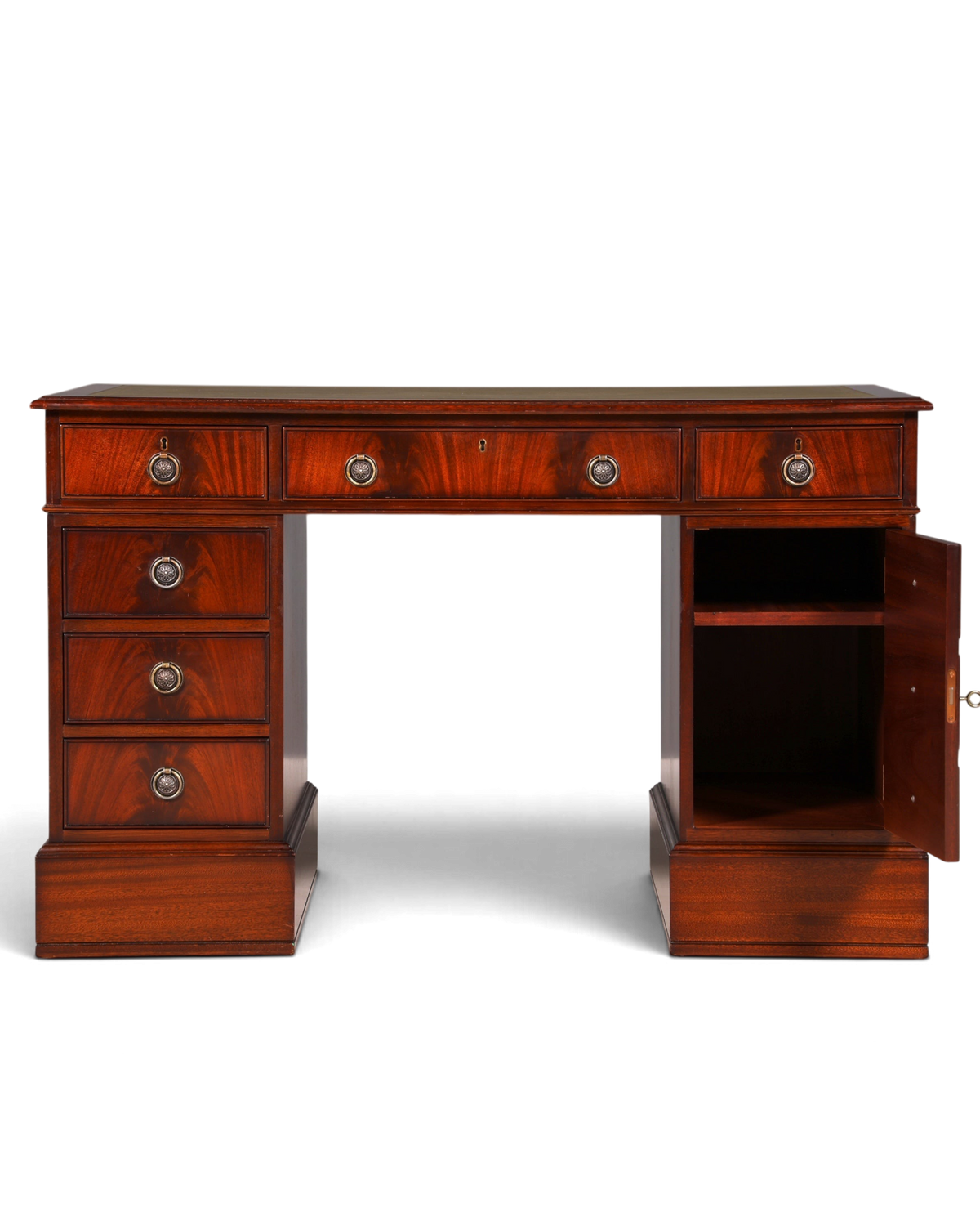 Wunderschöner Englischer Schreibtisch Mahagoni Bürotisch Englisch Desk Leder Auflage