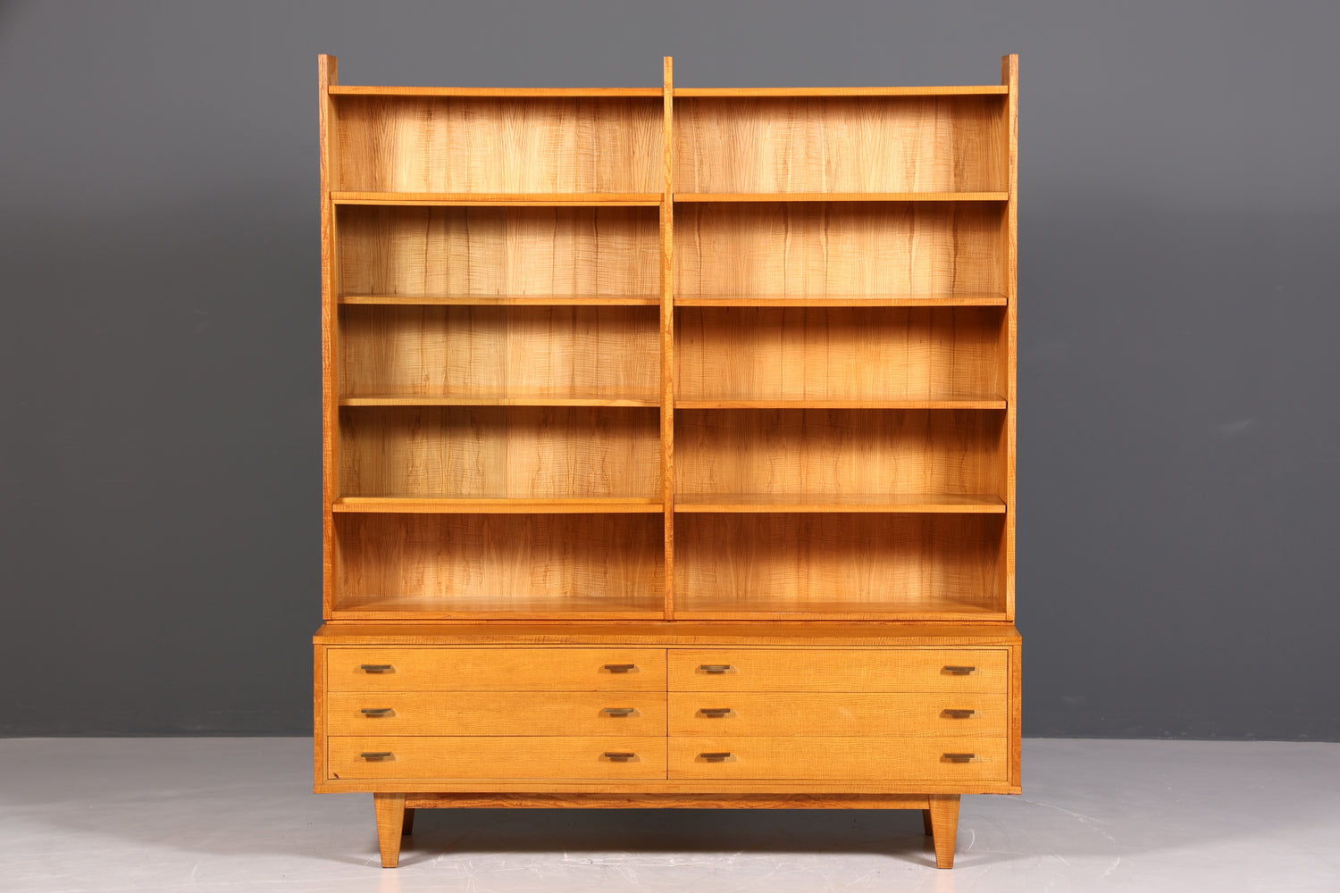 Beautiful XXL Mid Century Cabinet Bookshelf Vintage Shelf Library Wood Bookshelf