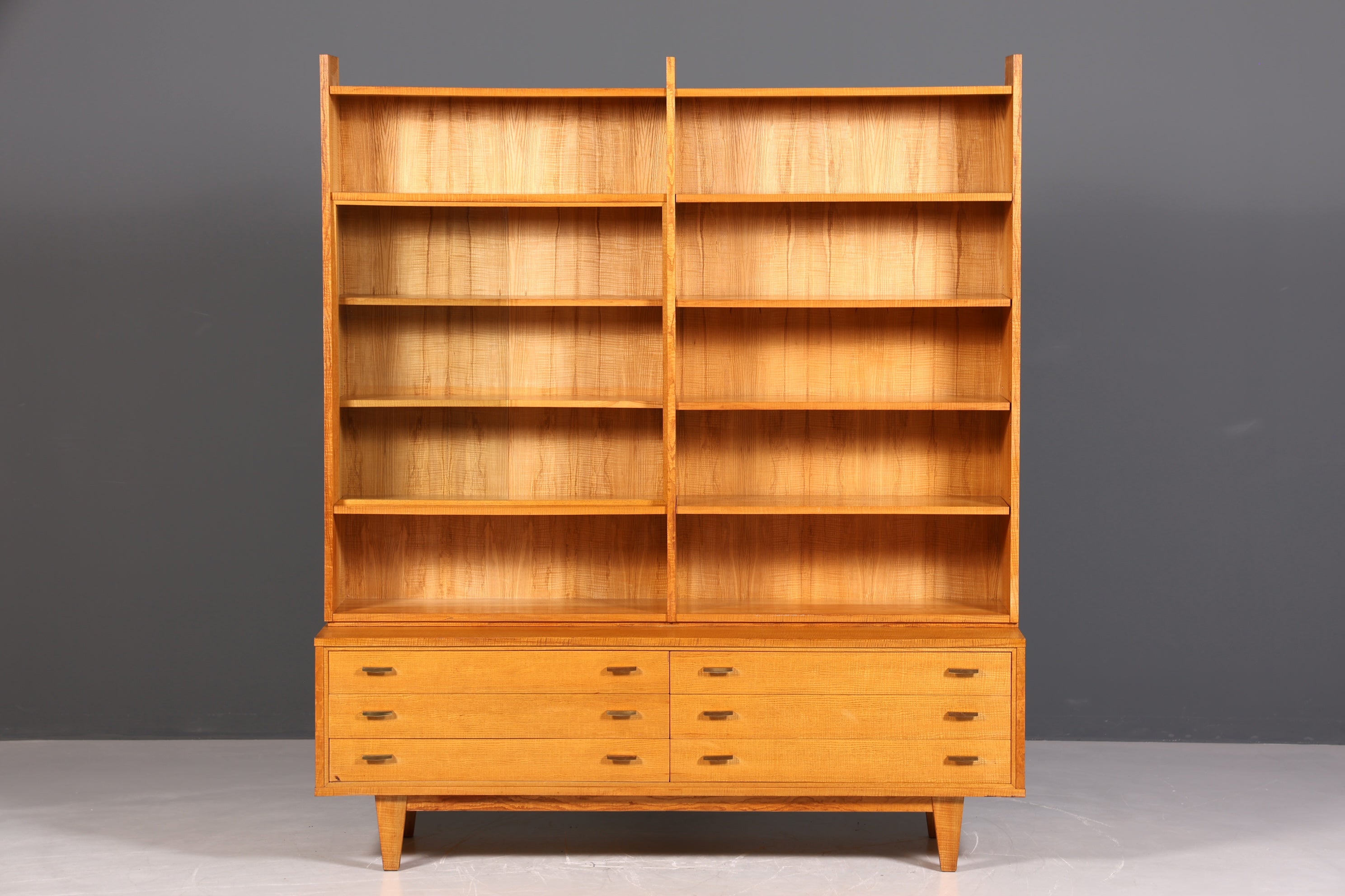 Beautiful XXL Mid Century Cabinet Bookshelf Vintage Shelf Library Wood Bookshelf