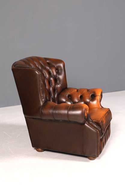 Original Chesterfield Ohrenbacken Sessel Englisch Leder Herrensessel UK Armlehnsessel 1 von 2