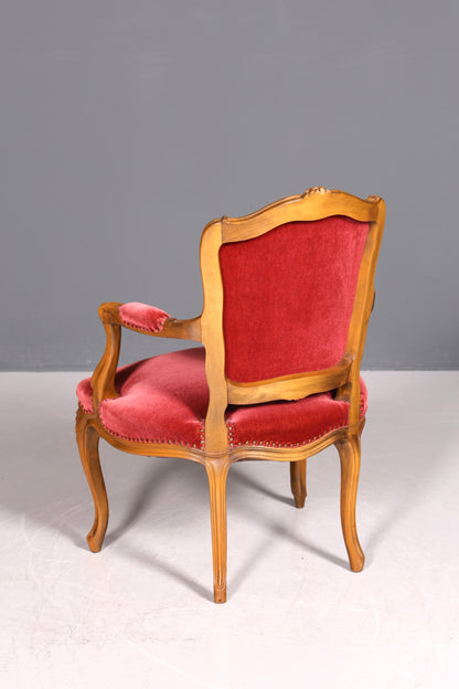 Wunderschöner Chippendale Armlehnstuhl Chippendale Stil Sekretär Stuhl Samt Stoff Sessel 1 von 2