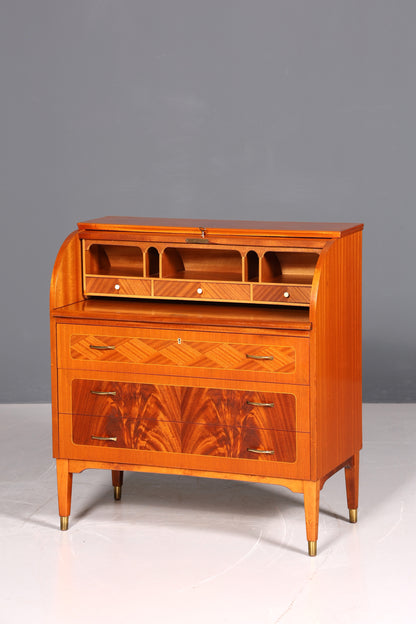 F880 Finish cm Wunderschöner Mid Century Rollladen Sekretär Danish Design Teak Holz Schreibkommode 60er Jahre