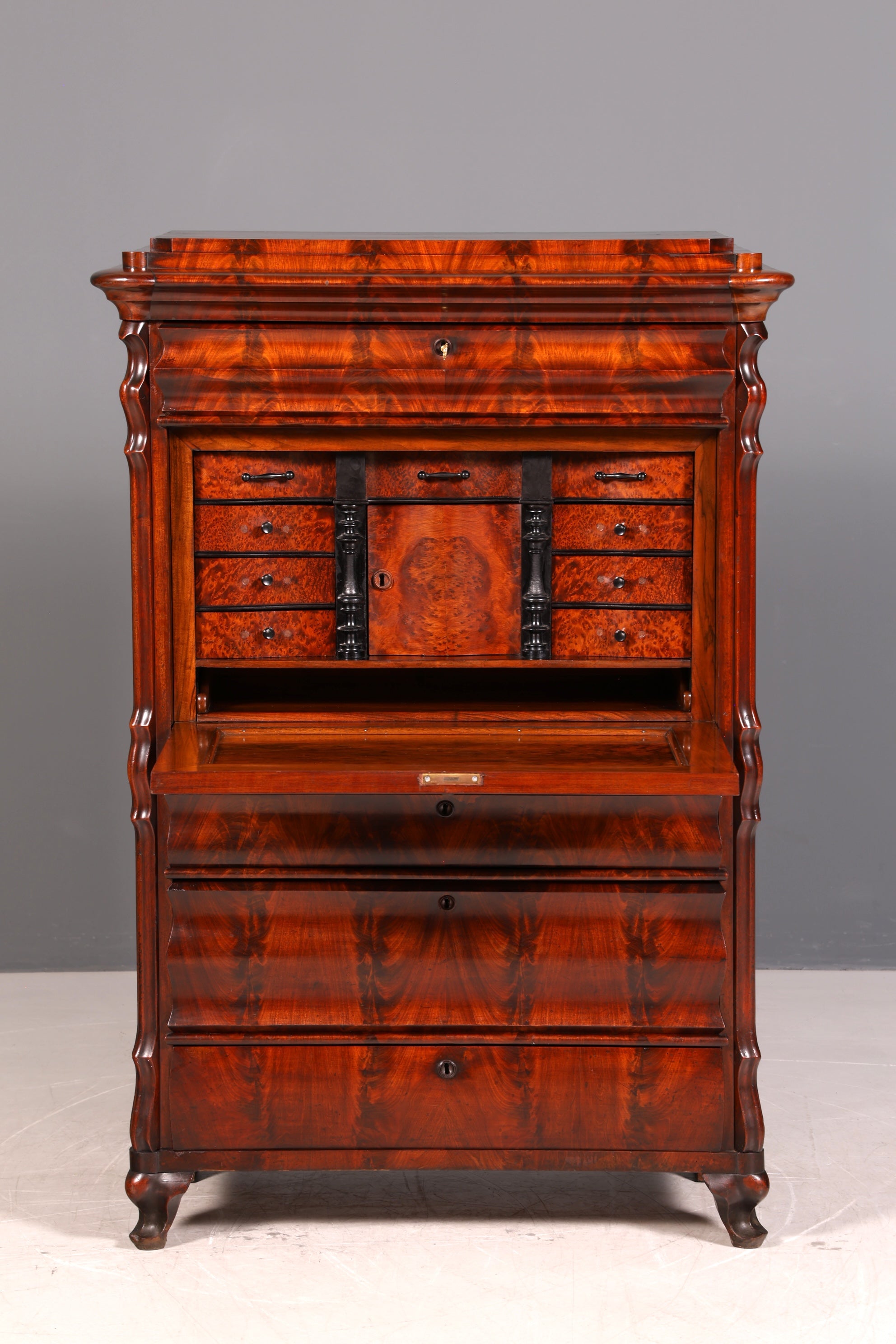 Wunderschöner Louis Philippe Sekretär Vertiko Highboard Schreibsekretär Biedermeier Massivholz um 1880
