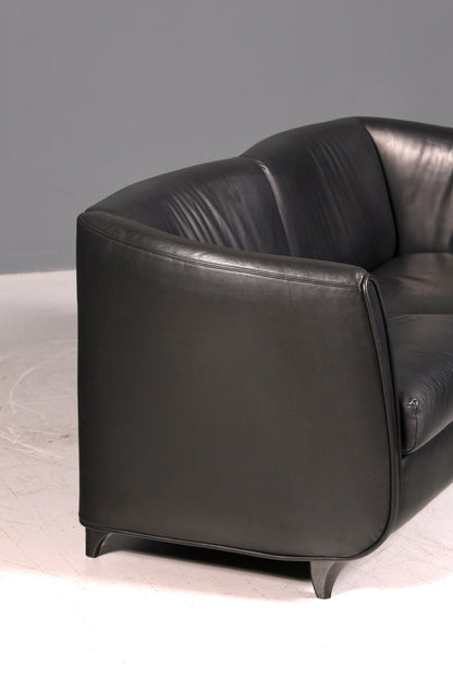 Wunderschönes Original De Sede DS-32 c Sofa Schwarz Echt Leder 2-Sitzer 90er Designer Ledersofa Couch Loungesofa Vintage