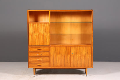 Wunderschöner Mid Century Schrank Vintage Highboard Vitrine Bücherschrank Wohnzimmerschrank Barschrank echt Holz 60er