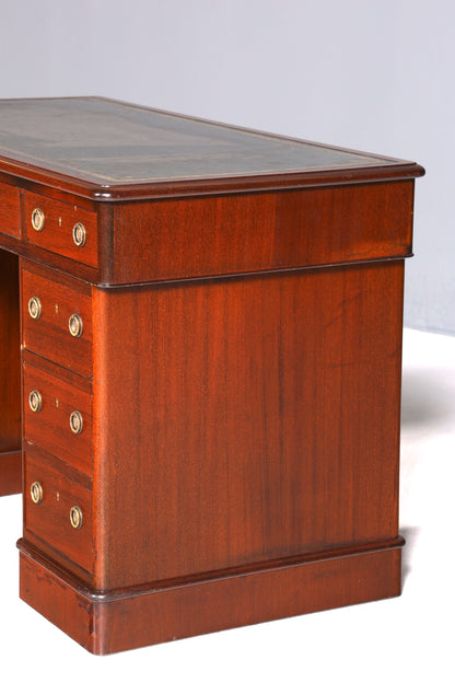 Dreamlike English desk with genuine leather top, antique style office desk