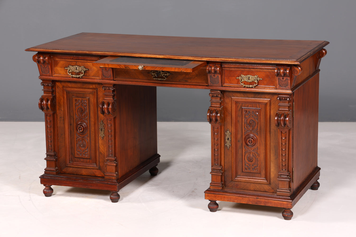 Traumhafter Gründerzeit Schreibtisch Jugendstil Bürotisch echt Holz Antik Desk