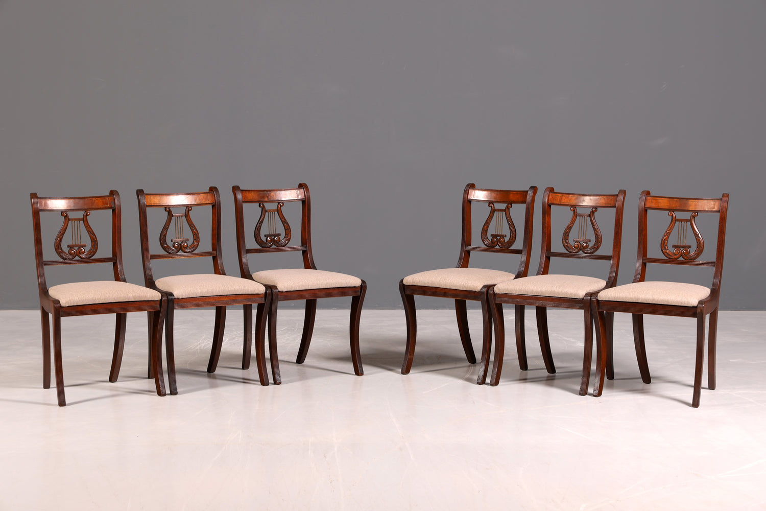 G211 Finish cm 6x Edle Englische Stühle Englisch Dining Chairs Antik 60er Jahre Regency Küchenstühle Stuhlset (Kopie 2)