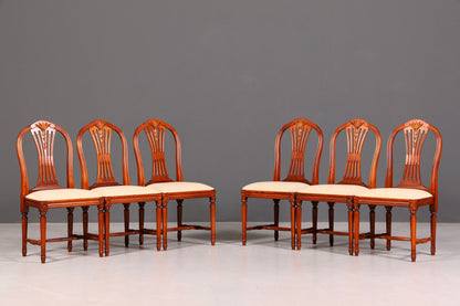 Edles 6er Set Stühle Gustavianischer Stil Englisch Esszimmerstühle Antik Polsterstuhl Set