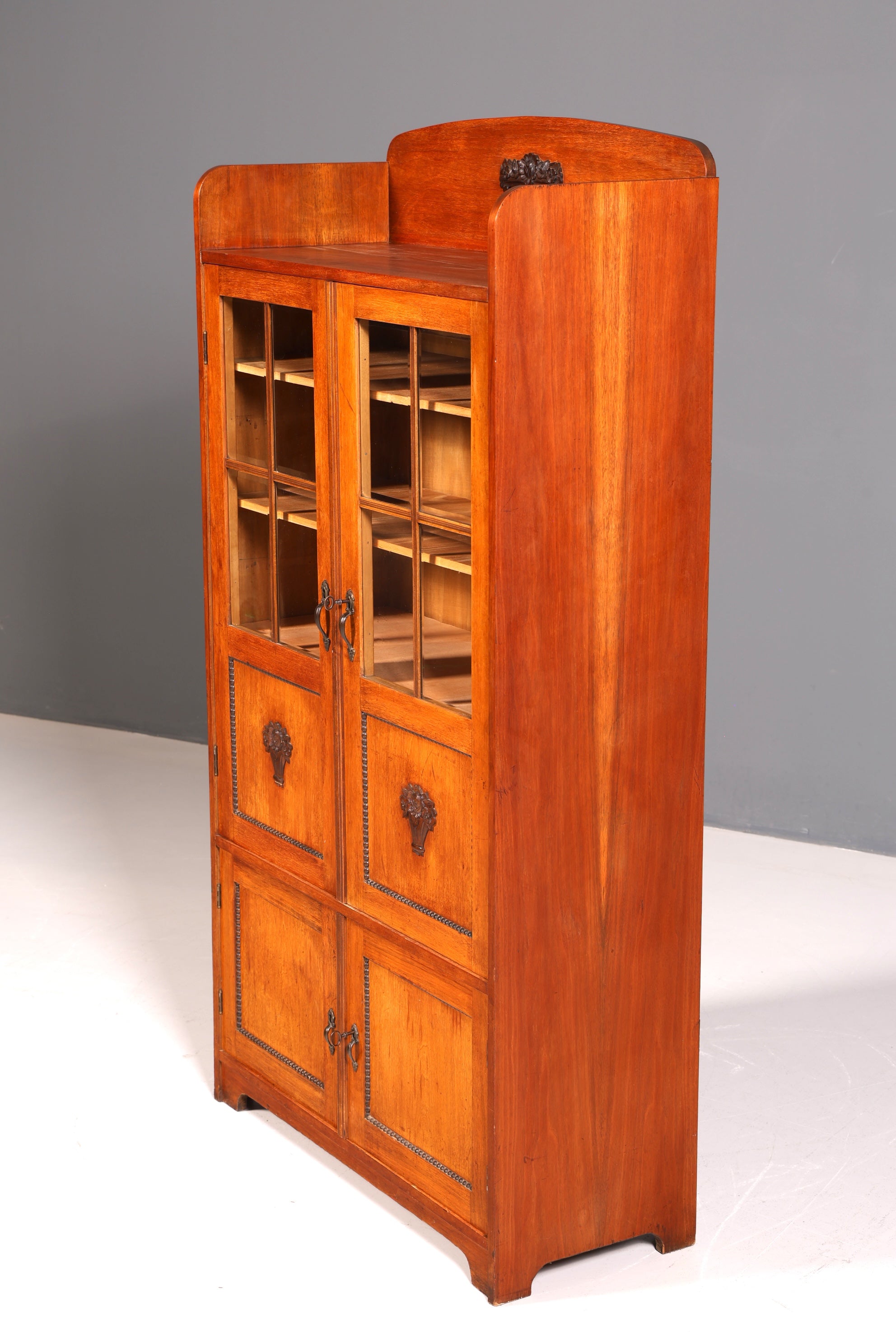 Traumhafte Jugendstil Vitrine Antik Holz Bücherschrank Eiche Antik Schrank Geschirrschrank
