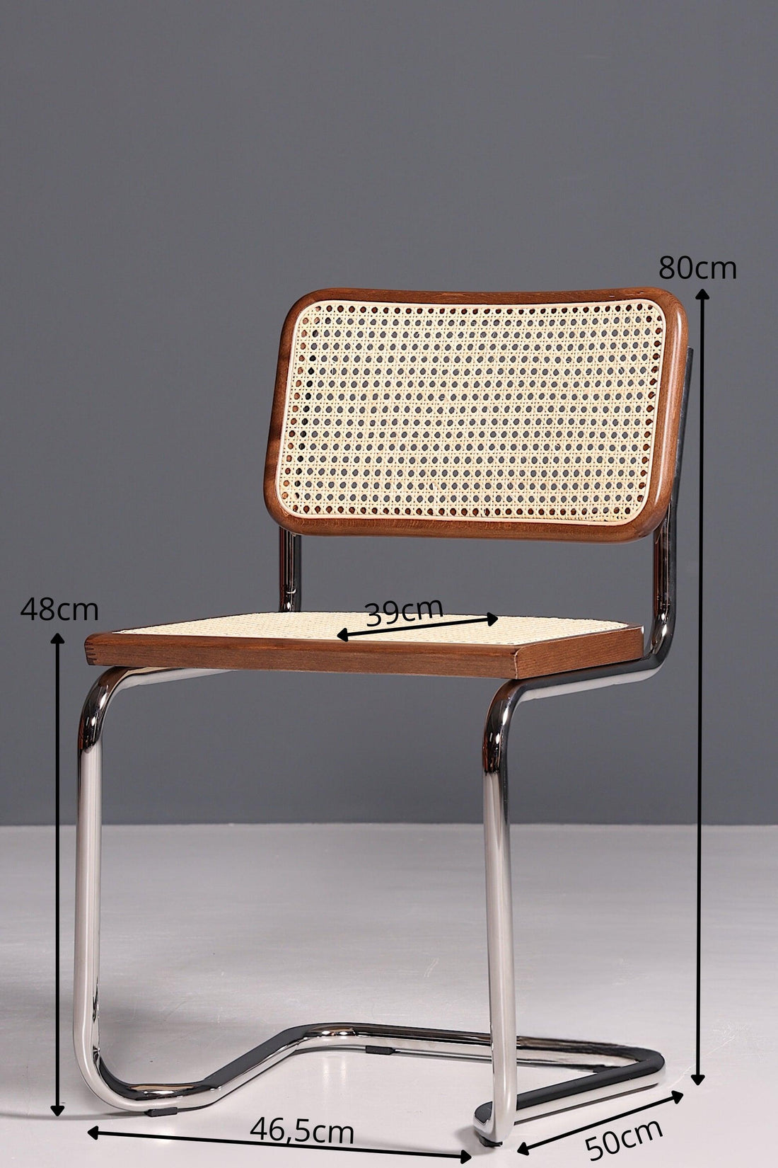 Korbgeflecht Freischwinger Stuhl "Milano" Made in Italy Braun Küchenstuhl Wippstuhl Wiener Geflecht