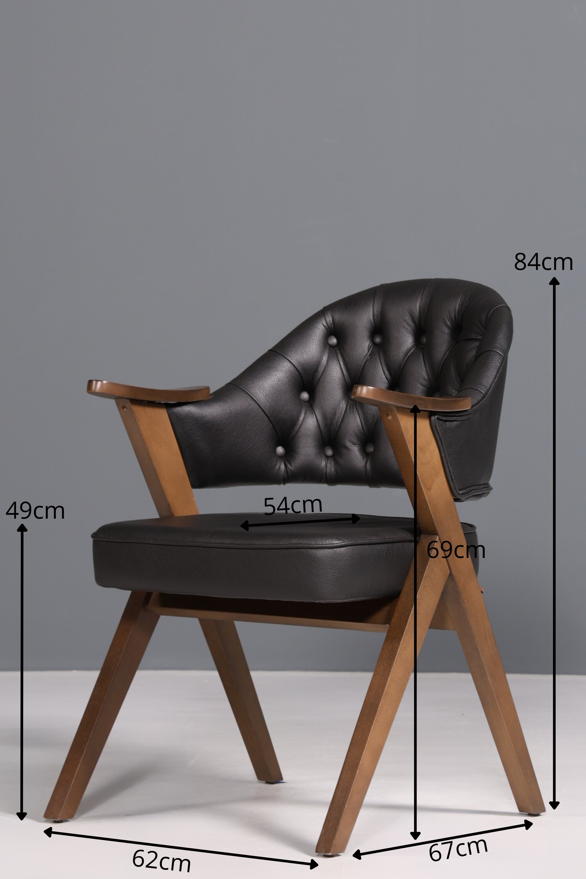 Luxuriöser "Manchester Black" Stuhl Chesterfield Stil  Bürostuhl Esszimmerstuhl Lounge Stuhl