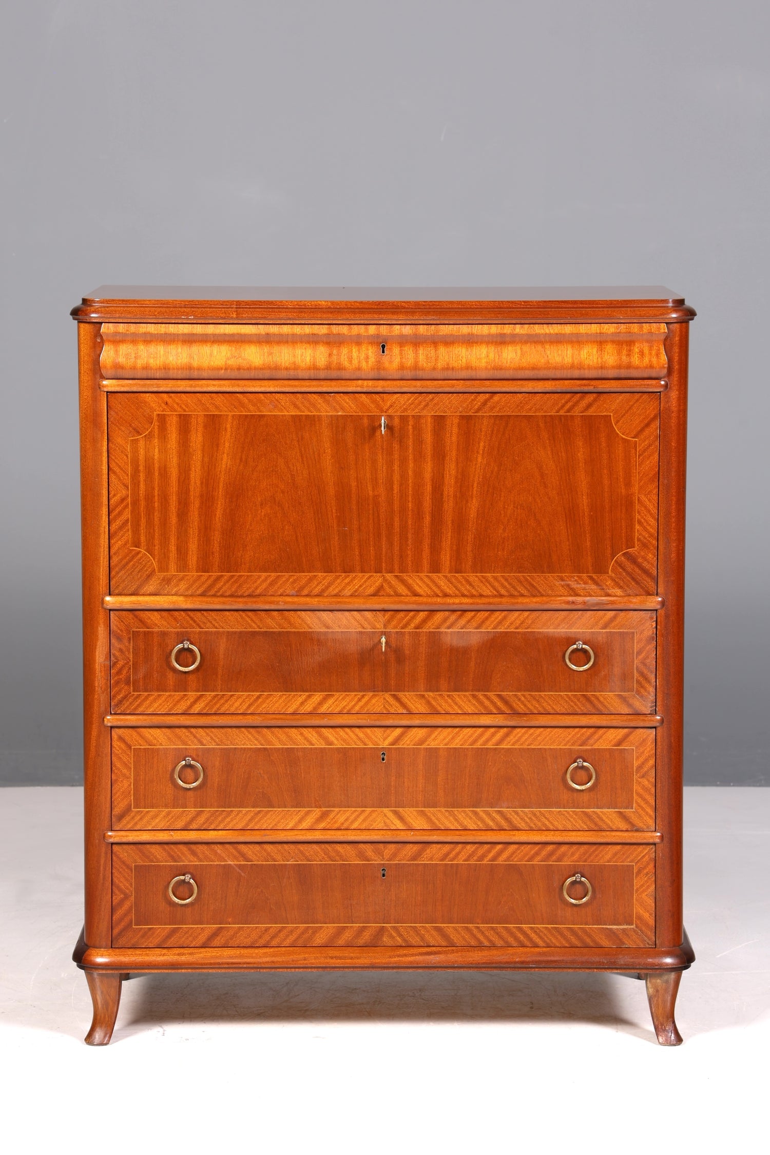 Beautiful antique-style secretary desk, office chest of drawers, Art Deco style, 1950s vertiko writing desk, chest of drawers