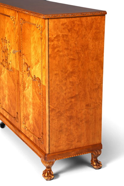 Edler Chippendale Schrank Barock Stil Vertiko Highboard Antik 50s 60s Kommode Aktenschrank Wäscheschrank