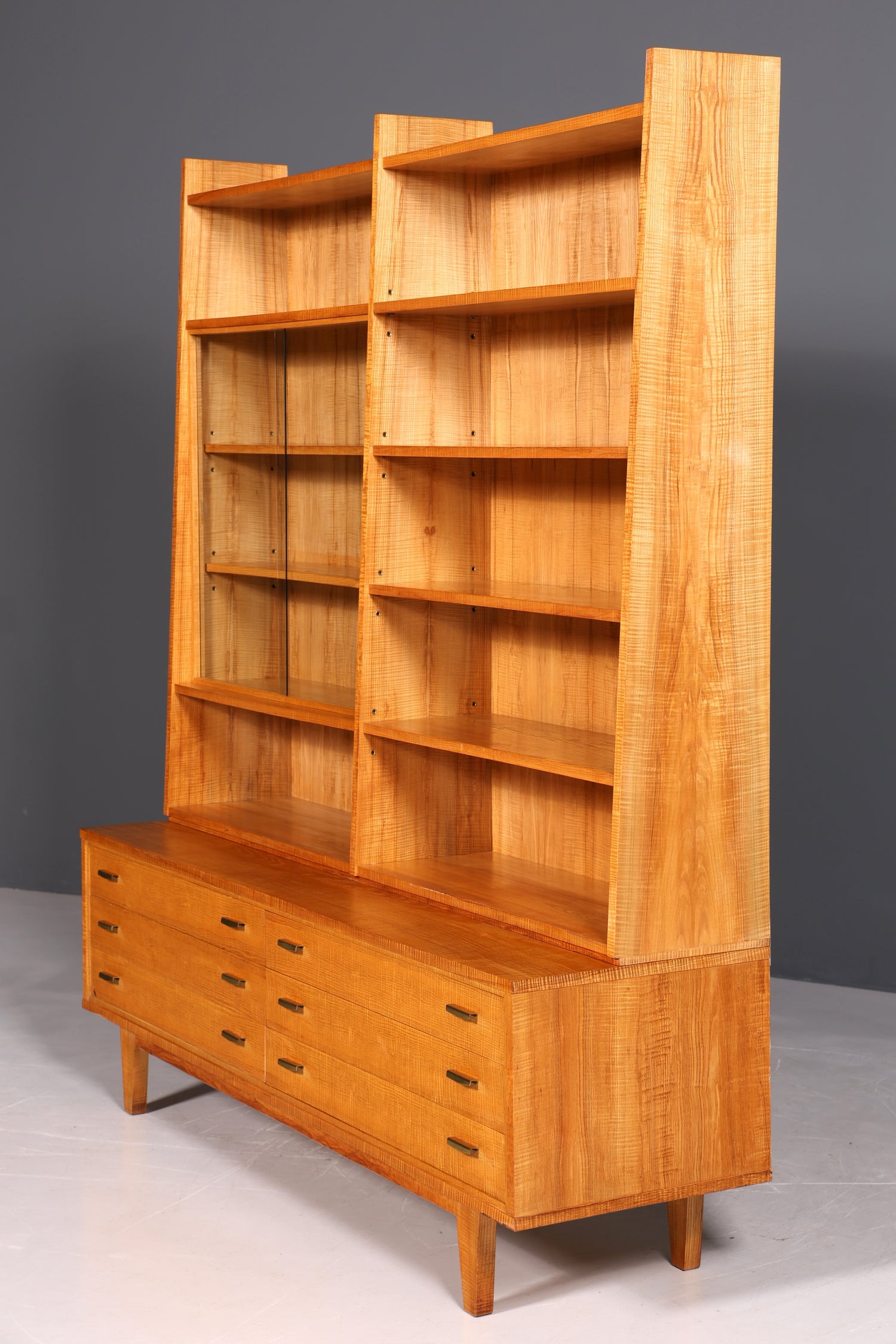 Beautiful XXL Mid Century Cabinet Bookshelf Vintage Shelf Library Wood Bookshelf