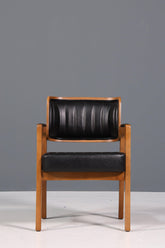 Edler Armlehnstuhl "LIMA" Esszimmerstuhl mit Korbgeflecht Schwarz Leder Armlehnstuhl Küchenstuhl Polsterstuhl