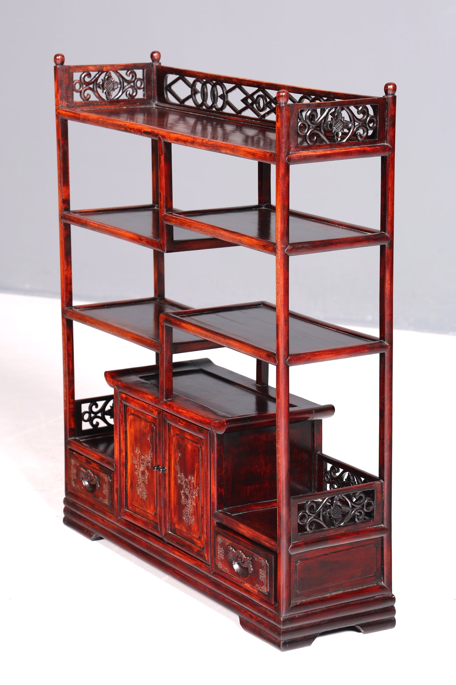 Beautifully ornate Chinese shelf, Chinese bookshelf, tiered stand, Asian bookcase