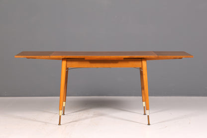 Prachtige midcentury-keukentafel, vintage uitschuifbare en in hoogte verstelbare eettafel uit de jaren 60 van hout