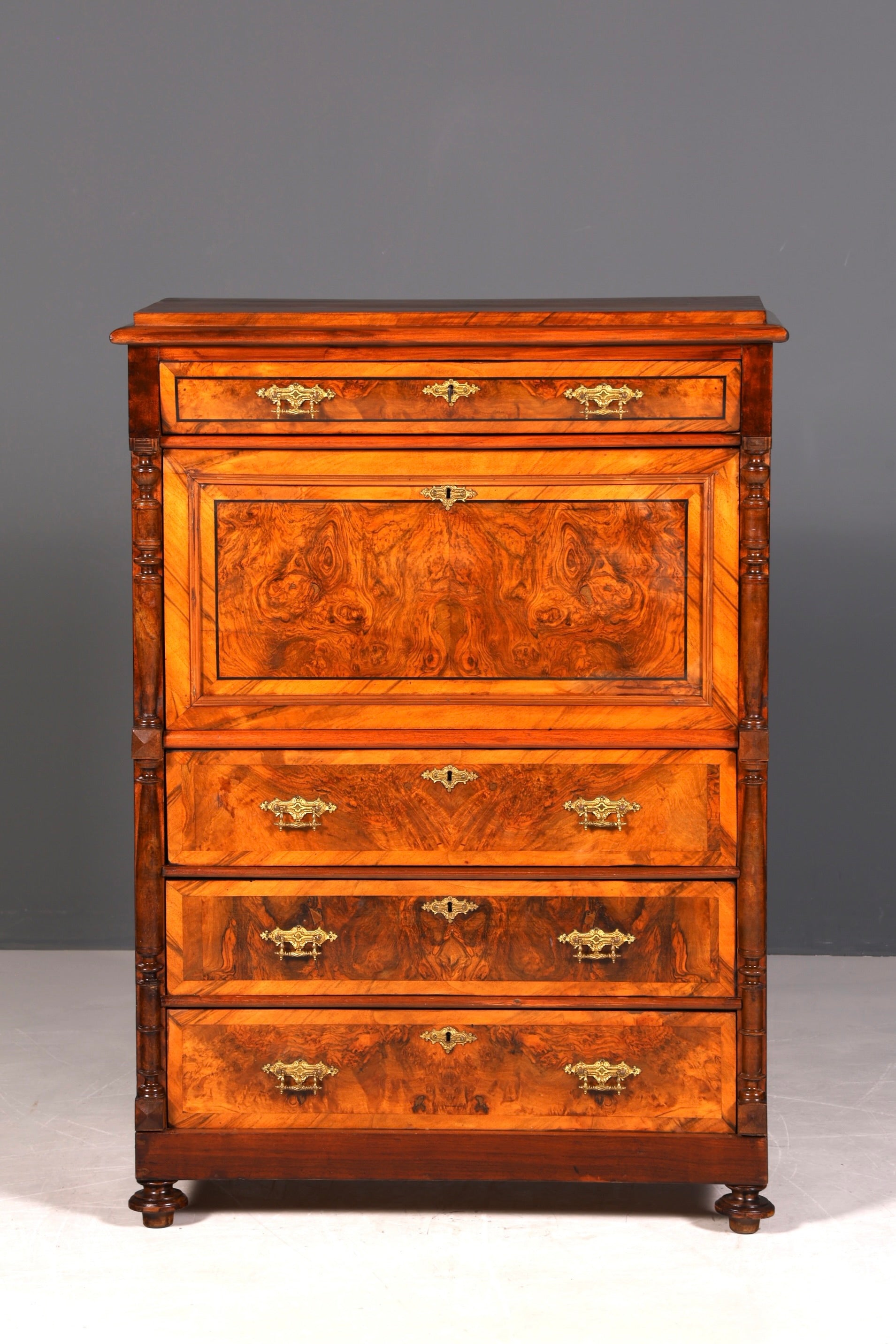 Wunderschöner Gründerzeit Sekretär Vertiko Highboard Louis Philippe Kommode Sekretär Schrank um 1880