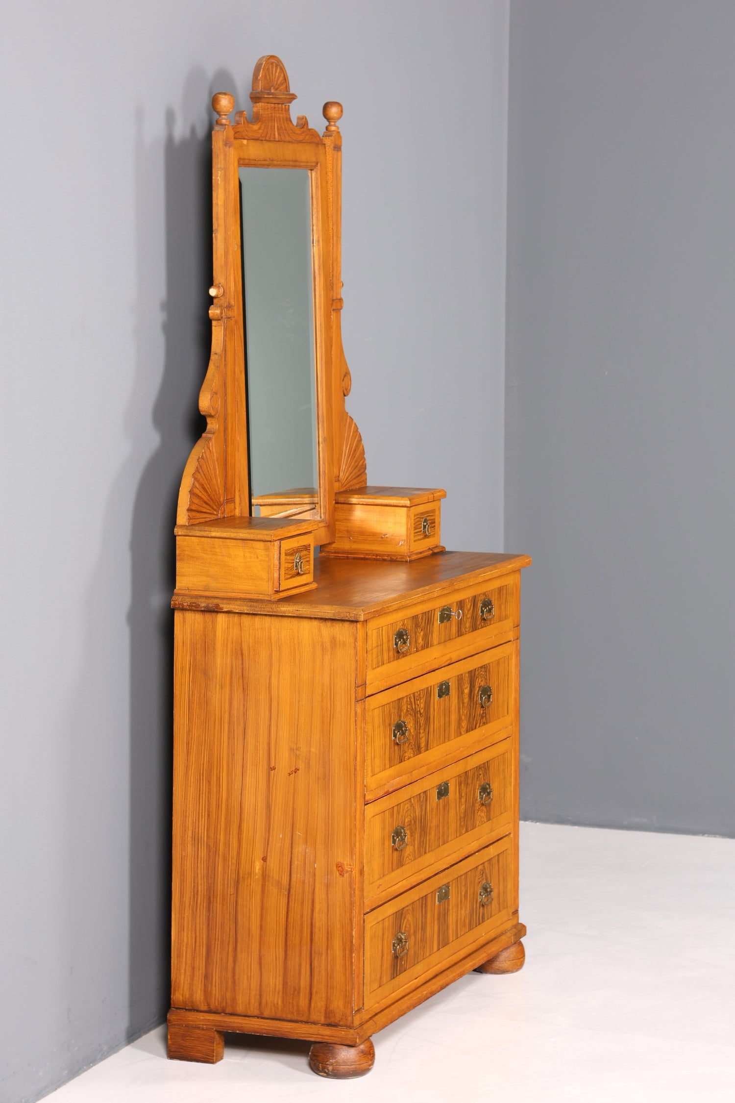 F872 Finish Traumhafte Jugendstil Kommode Antik Sideboard mit Spiegel Flurkommode Frisierkommode