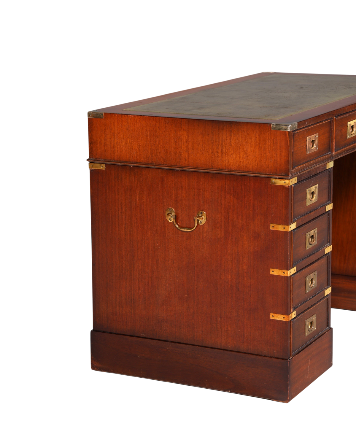 Stilvoller Maritimer Schreibtisch Englischer Military Bürotisch Office Table mit echt Lederauflage