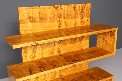 Dreamlike Art Deco style birch bookcase, luxury furniture, cult cabinet shelf.