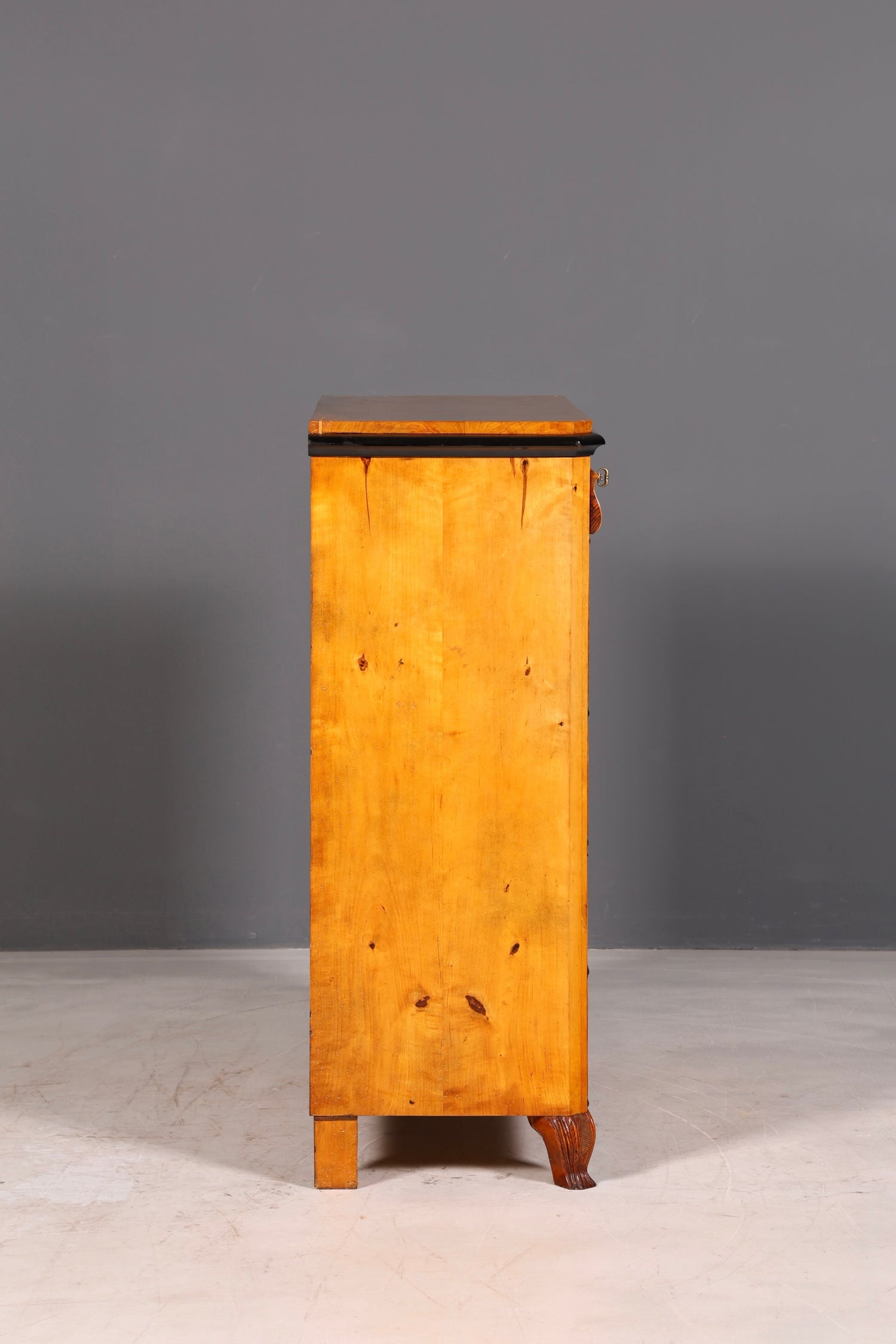 Beautiful antique Biedermeier chest of drawers, vertiko, birch, circa 1850, solid wood