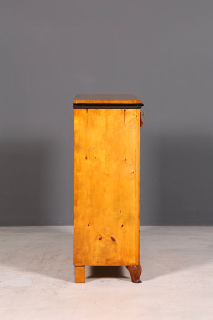 Beautiful antique Biedermeier chest of drawers, vertiko, birch, circa 1850, solid wood