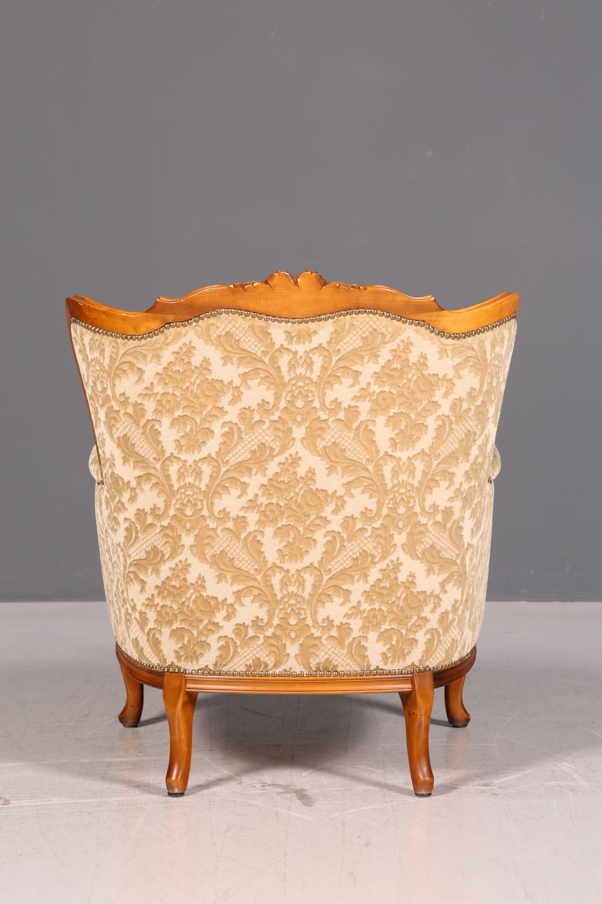 Edler Chippendale Armlehnsessel Barock Stil Sessel Armchair Samt Stoff Antik Vintage