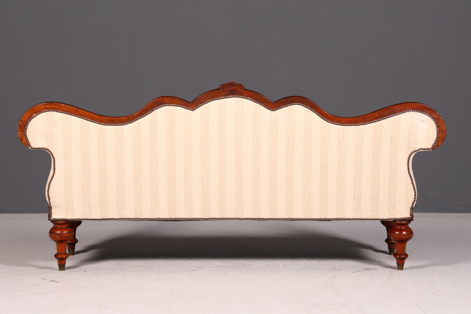 Wunderschönes Original Biedermeier Sofa Antik Louis Philippe Couch 3-Sitzer Creme Gestreift Polstersofa Récamiere