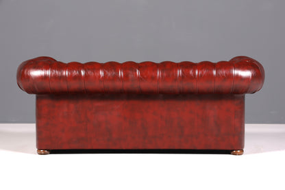 Wunderschönes Original Chesterfield Sofa 3- Sitzer echt Leder Oxblood Couch Englisch