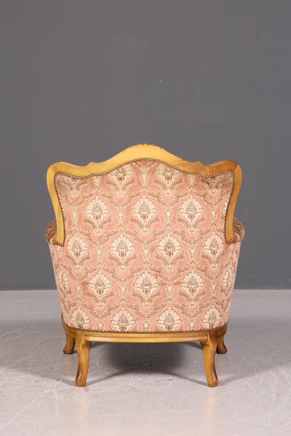 Edler Chippendale Armlehnsessel Barock Stil Sessel Samt Stoff Armchair Antik 1 von 2