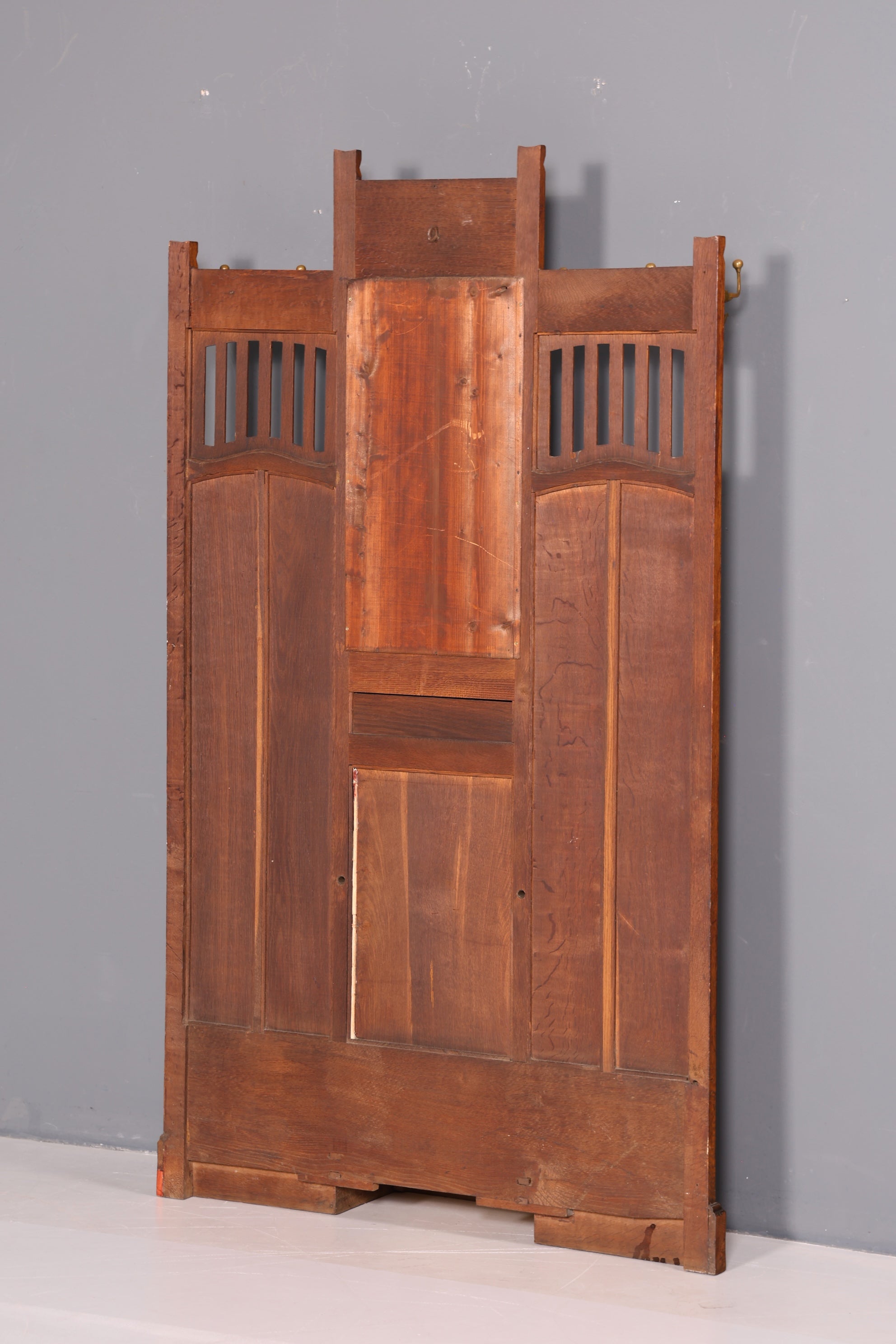 Traumhafte Jugendstil Flur Garderobe Kleiderwand Antik Gründerzeit Spiegel Facettenschliff Massivholz