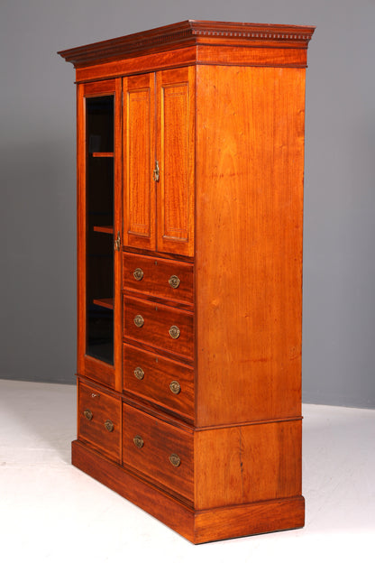 Beeindruckender Antiker Englischer Vitrine Kleiderschrank Wäscheschrank Dielenschrank Schrank Vintage