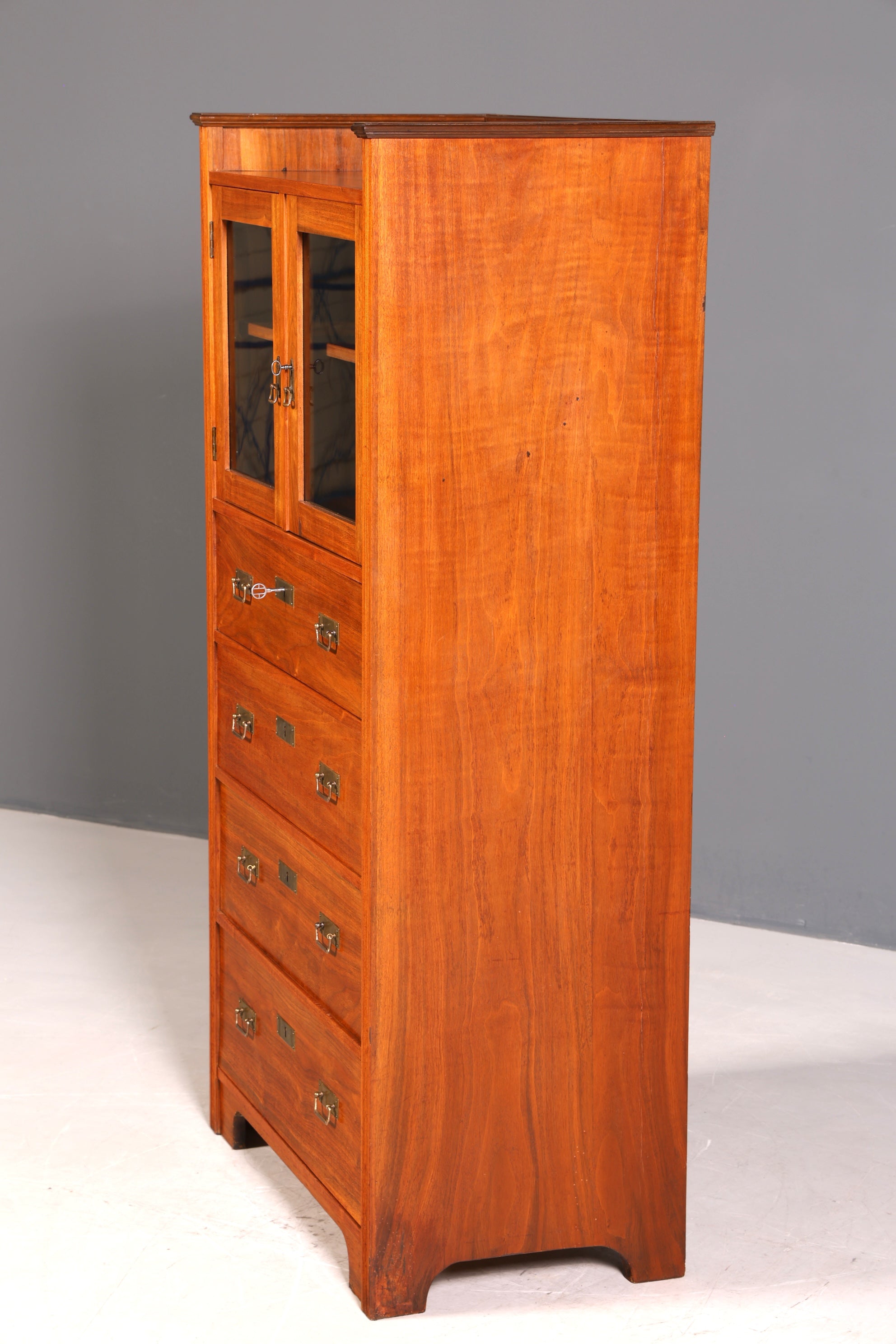 G358 Finish Traumhafte Jugendstil Vitrine Antike Holz Bücherschrank Eiche Antik Schrank Geschirrschrank (Kopie)