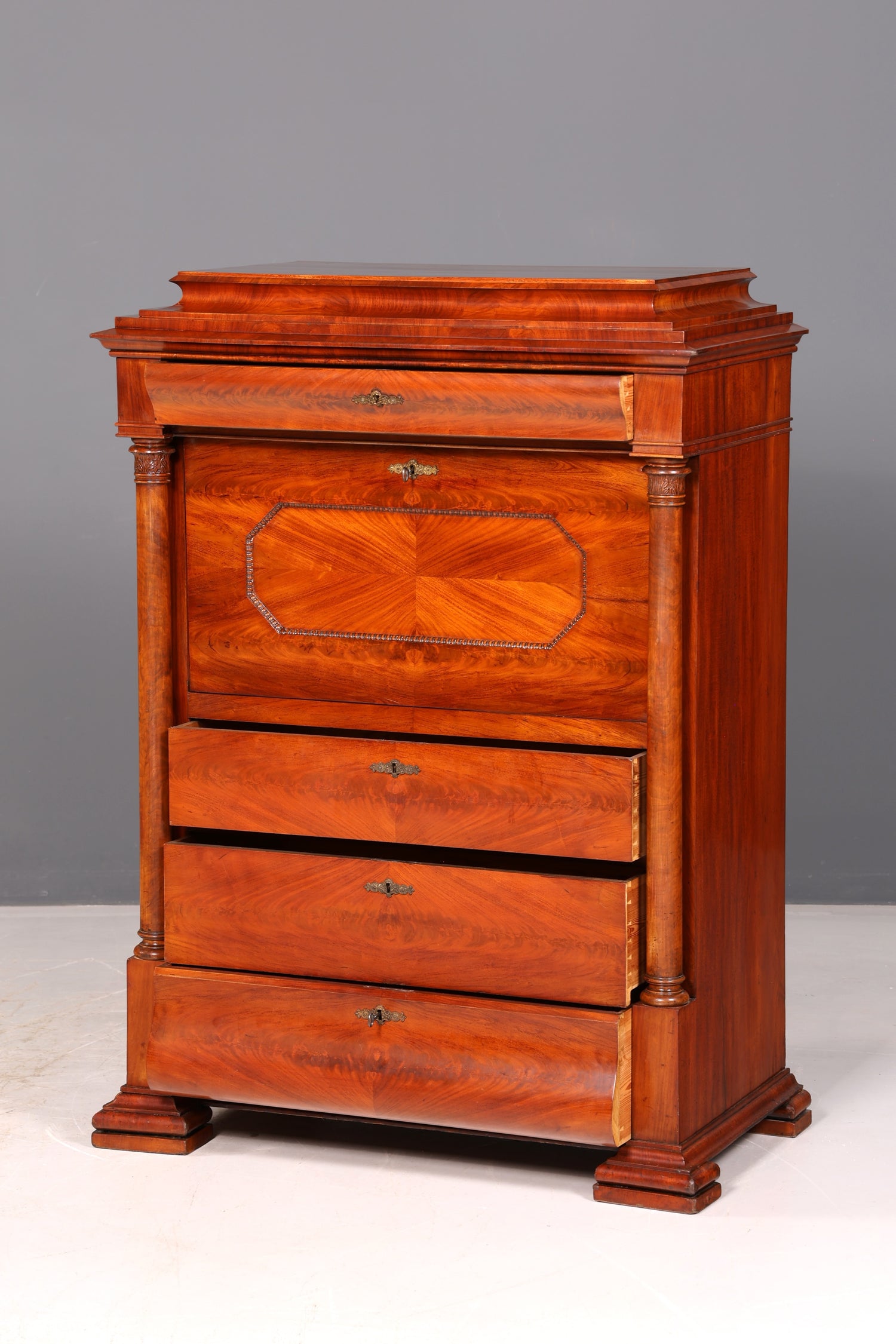 Beeindruckender Biedermeier Sekretär Louis Philippe Vertiko Antik Kommode Schreibkommode Office Desk