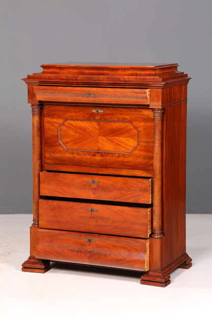Beeindruckender Biedermeier Sekretär Louis Philippe Vertiko Antik Kommode Schreibkommode Office Desk