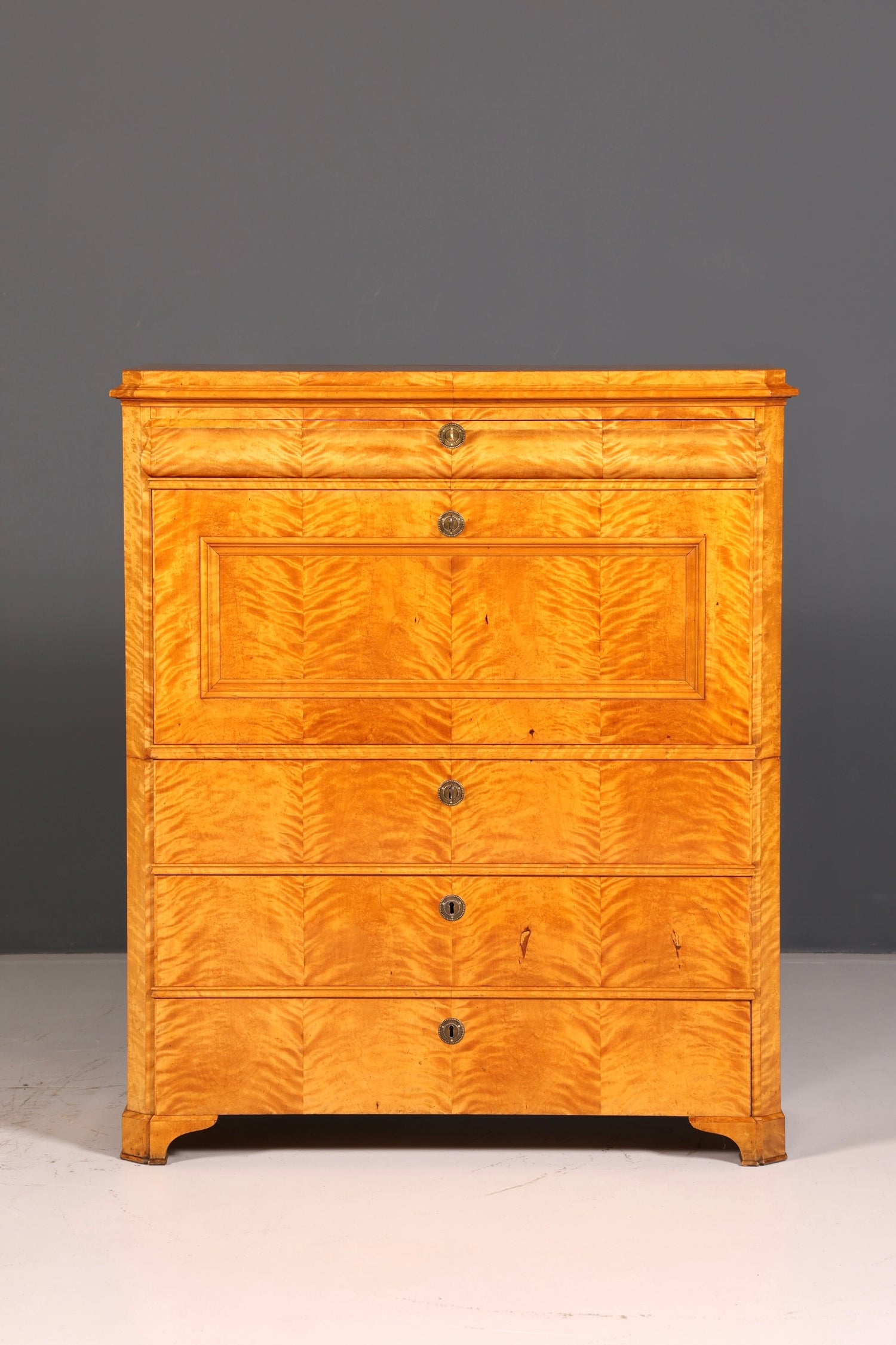 Indrukwekkende Biedermeier-secretaire, antieke commode, kantoor-schrijfcommode, highboard