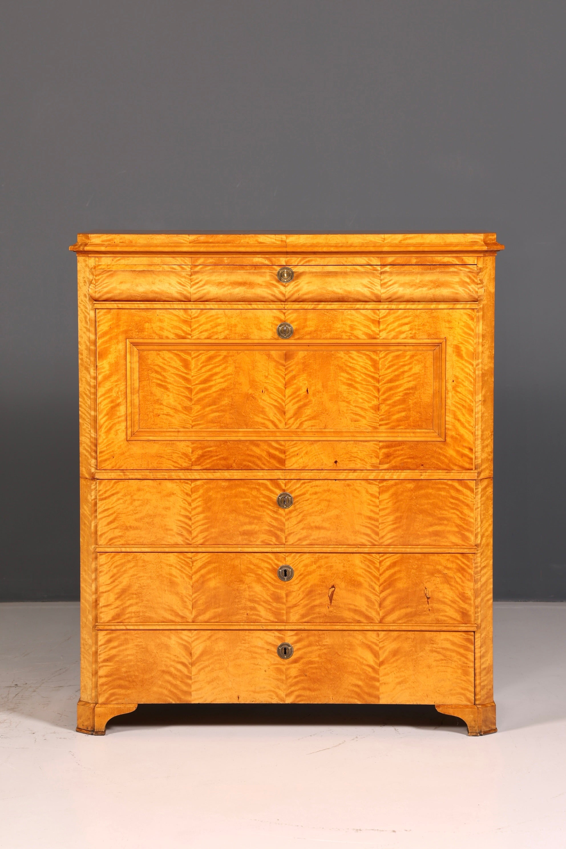 Indrukwekkende Biedermeier-secretaire, antieke commode, kantoor-schrijfcommode, highboard