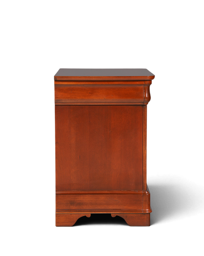Hauptstadt Möblerei H820 Nachttisch aus dunklem Holz mit klassischem Design in Seitenansicht