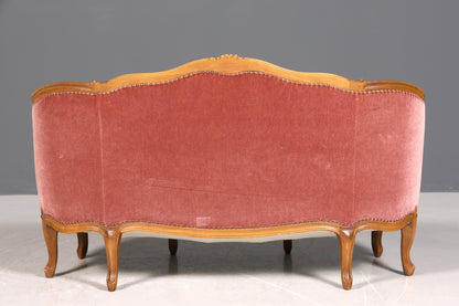 Beautiful Chippendale sofa, Baroque style couch, velvet fabric, 2-seater chaise longue