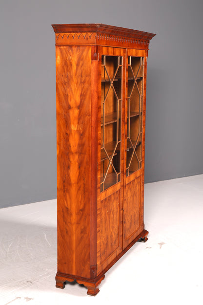 Dreamlike Bevan Funnell Reprodux English bookcase yew display cabinet library bookshelf vintage