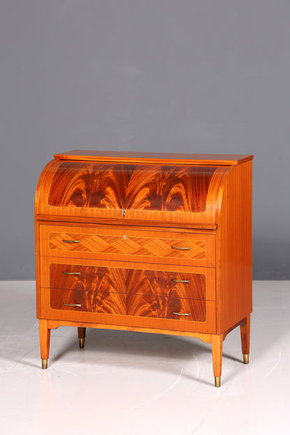 F880 Finish cm Wunderschöner Mid Century Rollladen Sekretär Danish Design Teak Holz Schreibkommode 60er Jahre